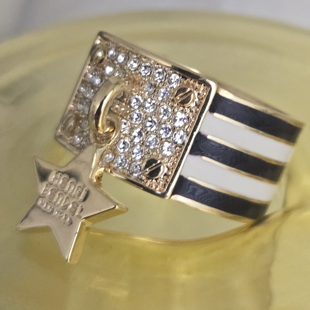 NWOT Henri Bendel White And Brown Band Ring Size 8 - Picture 2 of 5